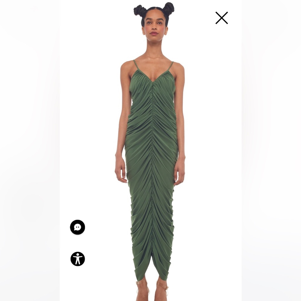 Norma Kamali Diana Deep-V in green. XS.